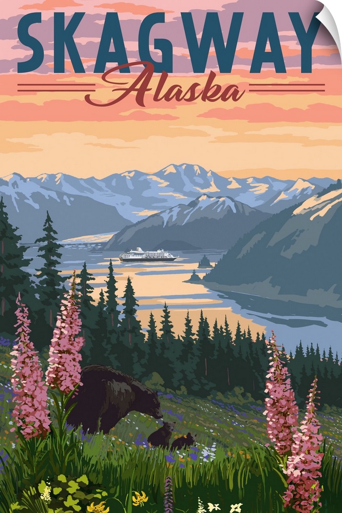 Skagway, Alaska - Bear & Spring Flowers