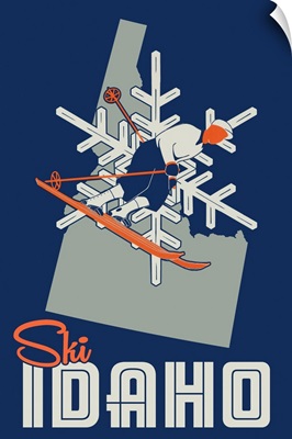 Ski Idaho - Snowflake & Skier