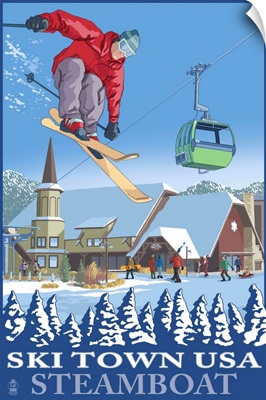 Ski Town USA - Steamboat, Colorado: Retro Travel Poster