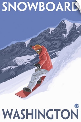 Snowboard Washington: Retro Travel Poster