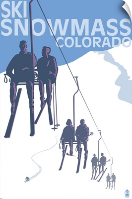 Snowmass, Colorado - Ski Lift: Retro Travel Poster