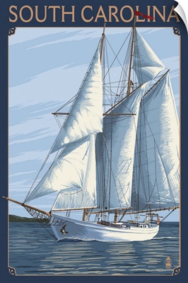 South Carolina Sailboat: Retro Travel Poster
