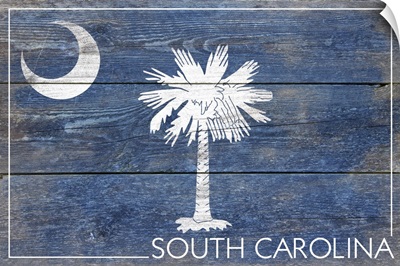 South Carolina State Flag on Wood