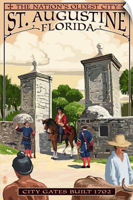 St. Augustine, Florida - City Gates: Retro Travel Poster