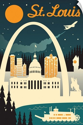St. Louis, Missouri - Retro Skyline
