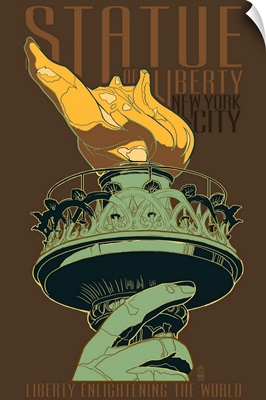 Statue of Liberty National Monument - New York City, NY - Torch: Retro Travel Poster