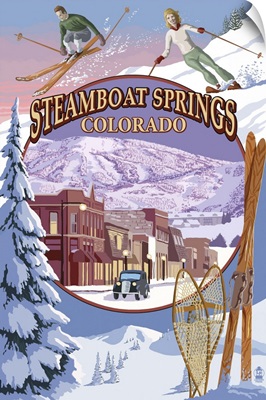 Steamboat Springs, Colorado Montage: Retro Travel Poster
