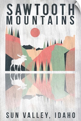 Sun Valley, Landscape Silhouette: Graphic Travel Poster