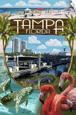Tampa, Florida - Montage: Retro Travel Poster
