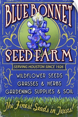 Texas Blue Bonnet Farm Vintage Sign: Retro Travel Poster