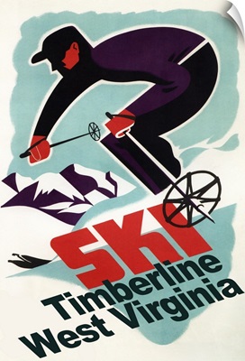 Timberline, West Virginia - Vintage Skier: Retro Travel Poster