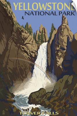 Tower Falls - Yellowstone National Park: Retro Travel Poster