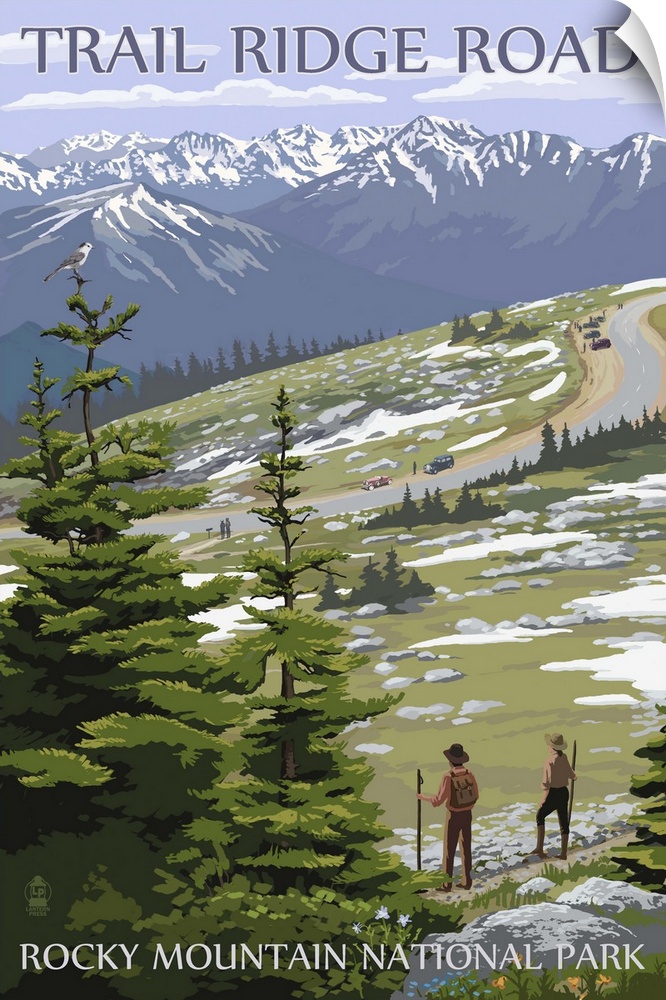Trail Ridge Road - Rocky Mountain National Park: Retro Travel Poster