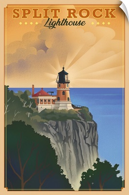 Two Harbors, Minnesota - Split Rock Lighthouse - Lithograph