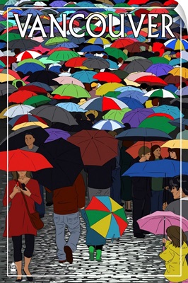 Umbrellas - Vancouver, BC: Retro Travel Poster