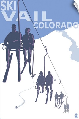 Vail, CO - Ski Lift: Retro Travel Poster