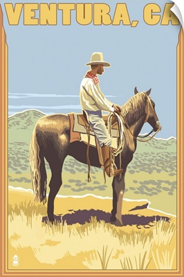 Ventura, California - Cowboy: Retro Travel Poster