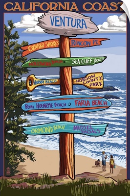 Ventura, California - Destination Sign: Retro Travel Poster