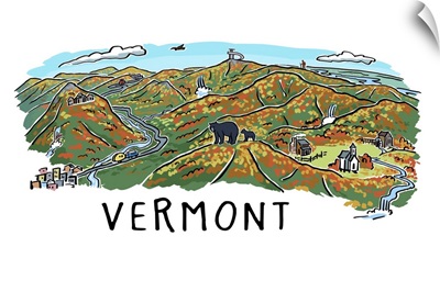 Vermont - Line Drawing - Fall