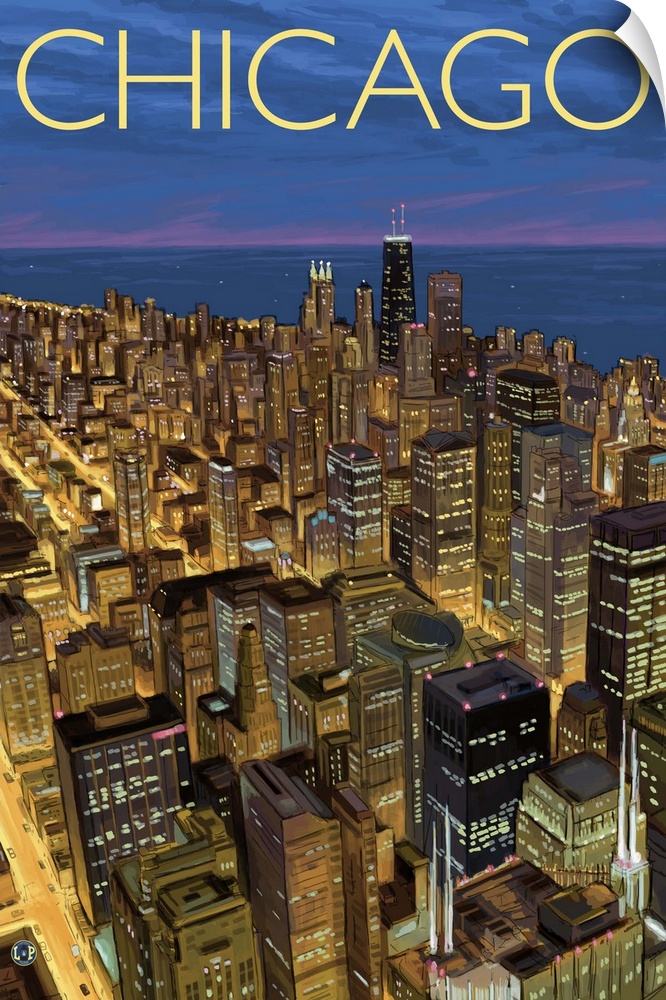 View from Sears Tower Skydeck - Chicago, IL: Retro Travel Poster