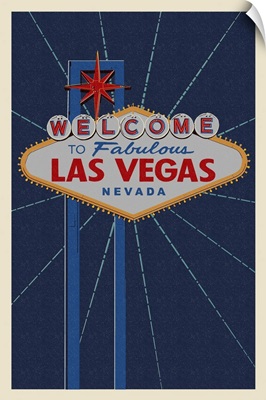 Welcome to Las Vegas Sign - Letterpress: Retro Travel Poster