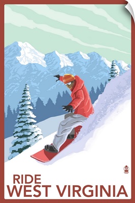 West Virginia - Snowboarder: Retro Travel Poster