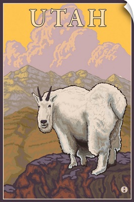 White Mountain Goat - Utah: Retro Travel Poster