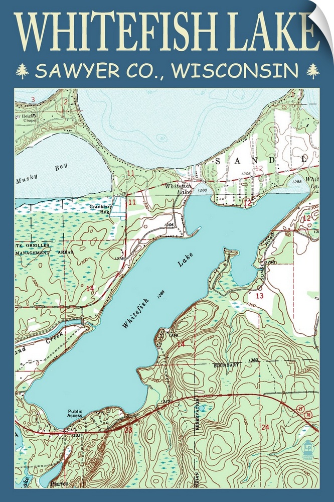 Whitefish Lake Chart, Sawyer County, Wisconsin