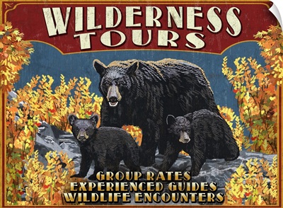 Wilderness Tours - Black Bears - Vintage Sign