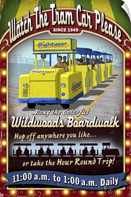 Wildwood, New Jersey - Tram Car Sign: Retro Travel Poster