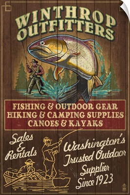 Winthrop, Washington - Angler Vintage Sign: Retro Travel Poster