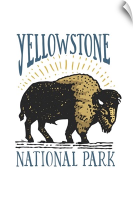 Yellowstone National Park, Bison: Graphic Travel Poster