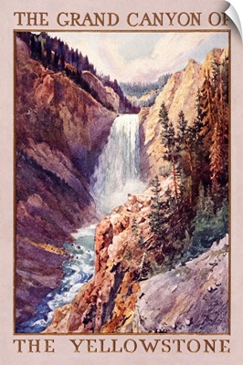 Yellowstone National Park, Lower Falls: Retro Travel Poster