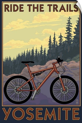 Yosemite, California - Ride the Trails: Retro Travel Poster