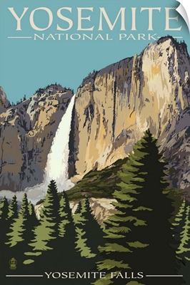 Yosemite Falls - Yosemite National Park, California: Retro Travel Poster