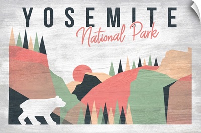 Yosemite National Park, Bear And Landscape: Graphic Travel Poster