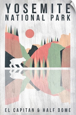 Yosemite National Park, El Capitan And Half Dome: Graphic Travel Poster