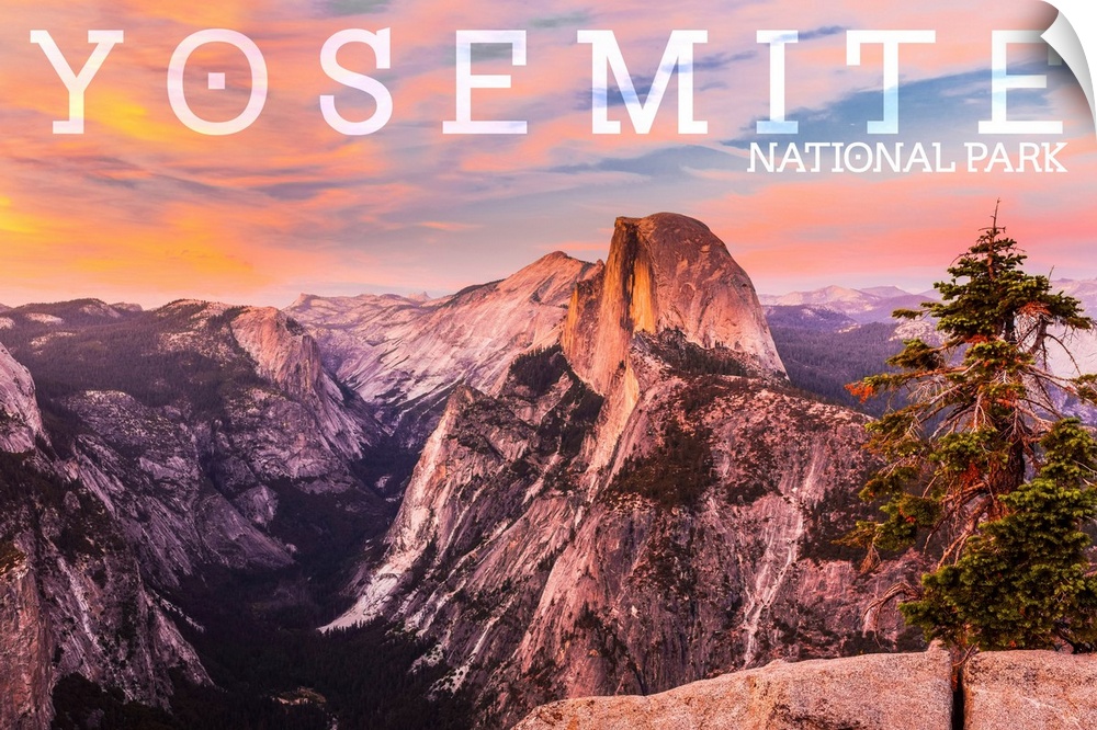 Yosemite National Park, Half Dome Landscape: Travel Poster