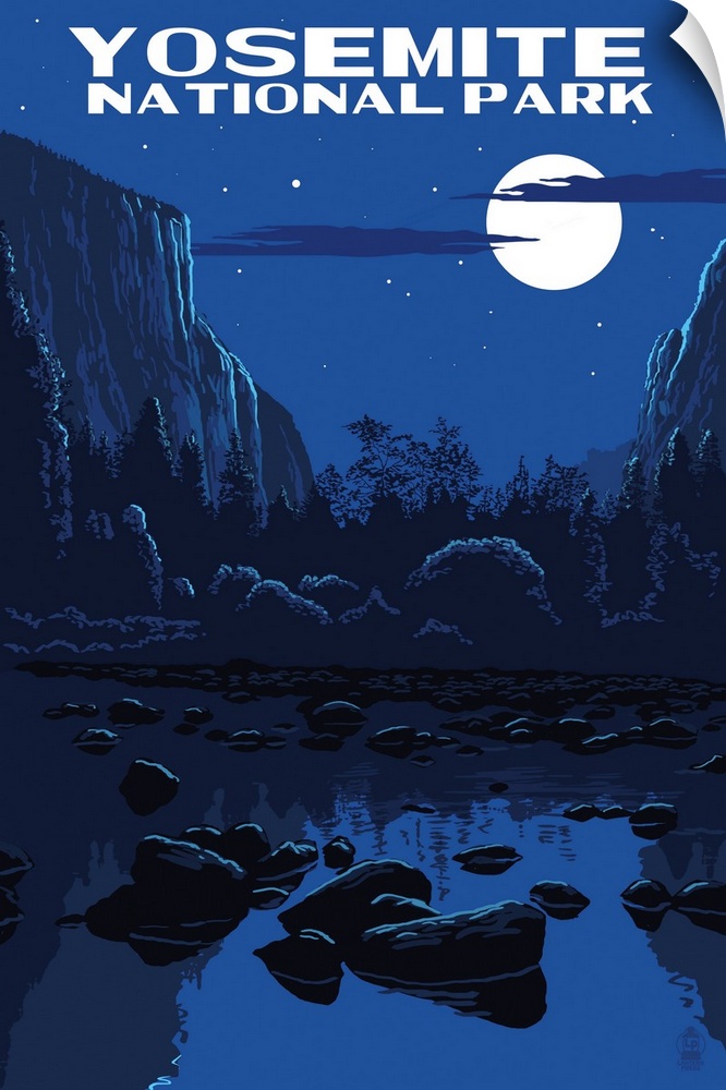 Yosemite National Park, Night Sky: Retro Travel Poster