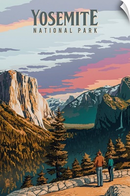Yosemite National Park, Valley View: Retro Travel Poster