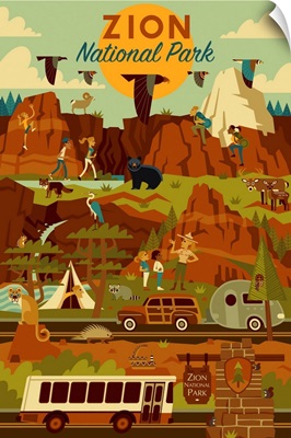 Zion National Park, Adventure: Graphic Travel Poster