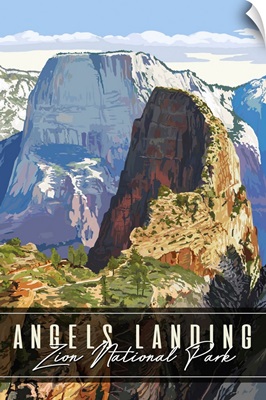 Zion National Park, Angels Landing: Graphic Travel Poster