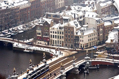 Amsterdam Covered With Snow, Noord-Holland - Aerial Photograph
