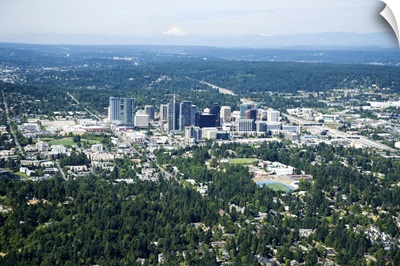 City Skyline, Mount Baker, Bellevue, WA, USA - Aerial Photograph