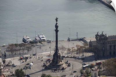 Colon Monument, Barcelona, Spain - Aerial Photograph