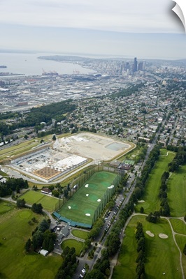 Construction of Lidded Reservoir, Seattle, WA, USA - Aerial Photograph