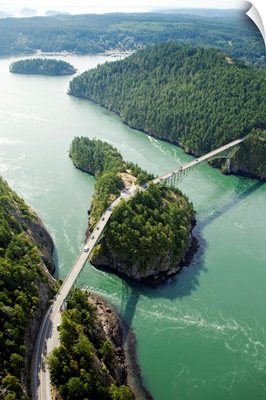 Deception Pass Bridge, Whidbey Island, Washington - Aerial Photograph