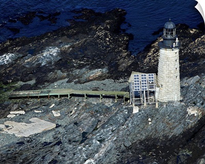 Halfway Rock Lighthouse, Harpswell, Maine, USA - Aerial Photograph