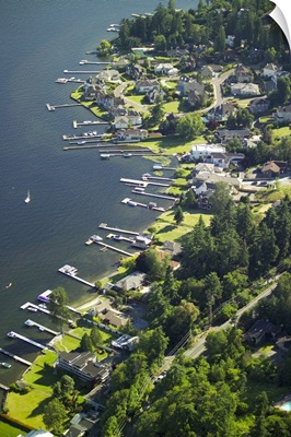Lake Washington shoreline and docks, WA, USA - Aerial Photograph