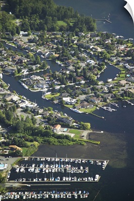 Newport Shores waterfront neighborhood, WA, USA - Aerial Photograph